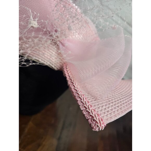 Vintage Pastel Pink Derby Church Hat Tulle - Picture 4 of 16